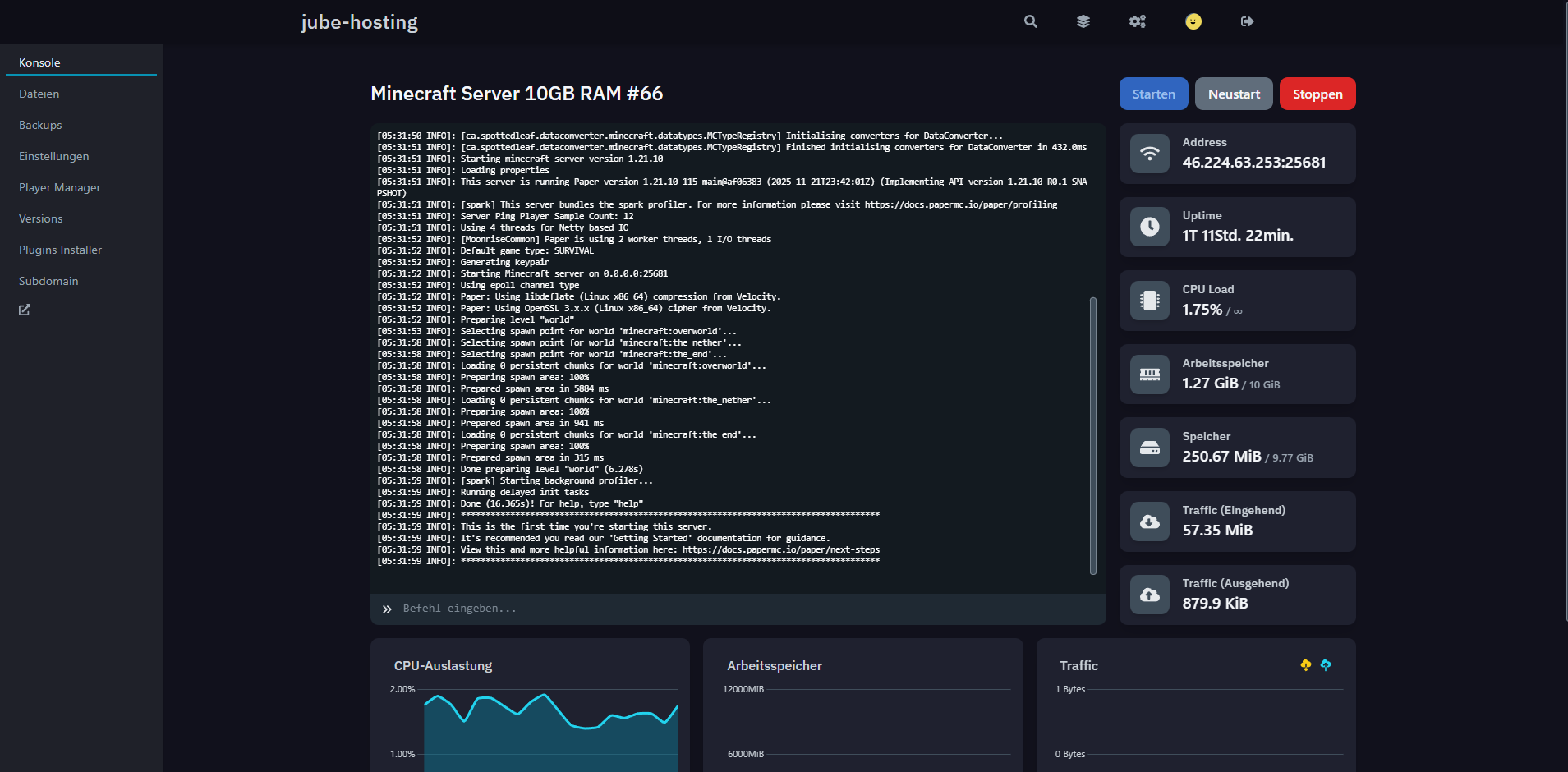 Game-Server Verwaltungspanel